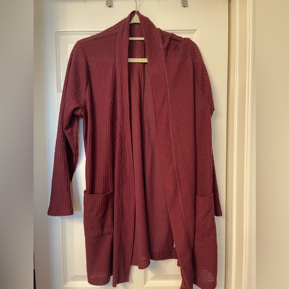 Burgundy Lightweight cardigan with pockets
